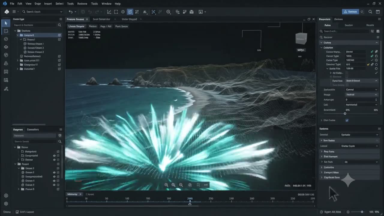 LSD desktop — entity tree, pipeline graph, and 3D viewer